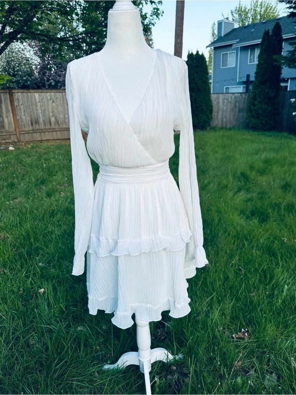 Simple Vintage midi white dress women's Size S Vintage White dress New - Picture 4 of 5